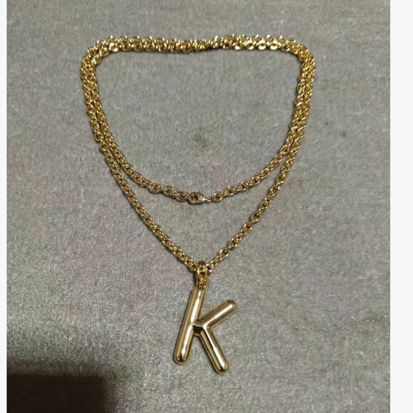 Roxanne Assoulin The Very Big Puffy Initial Necklace with Charm J/K/L/P/R - Picture 7 of 10